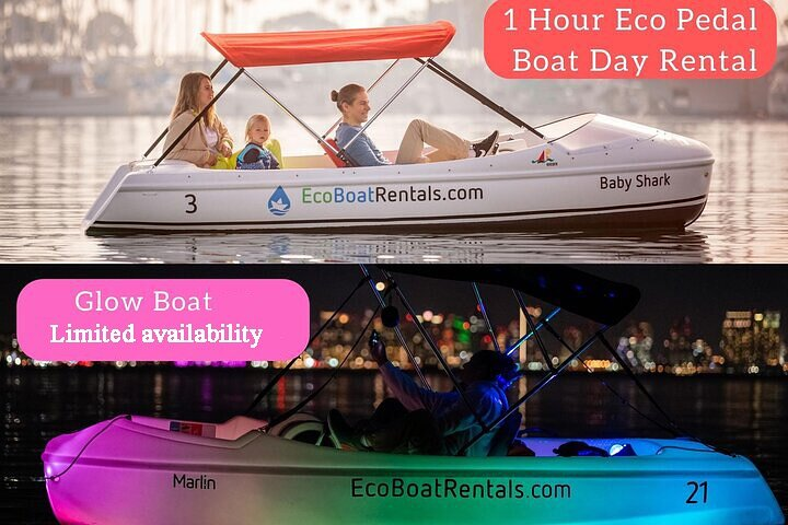 Pedal boat rentals in San Diego. Day and Night date ideas with amazing view. Affordable water activity